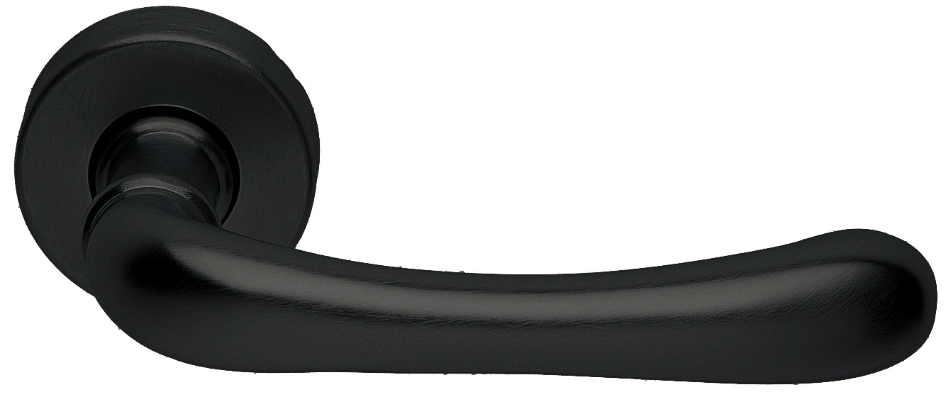 Ручка дверная RING R3-E NERO раздельная на круглой розетке, цвет - черный фото купить Новосибирск