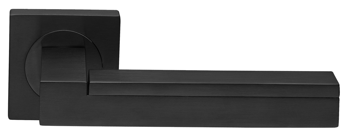 Ручка дверная ISLAND S2 NERO раздельная на квадратной розетке, цвет черный, латунь фото купить в Новосибирске