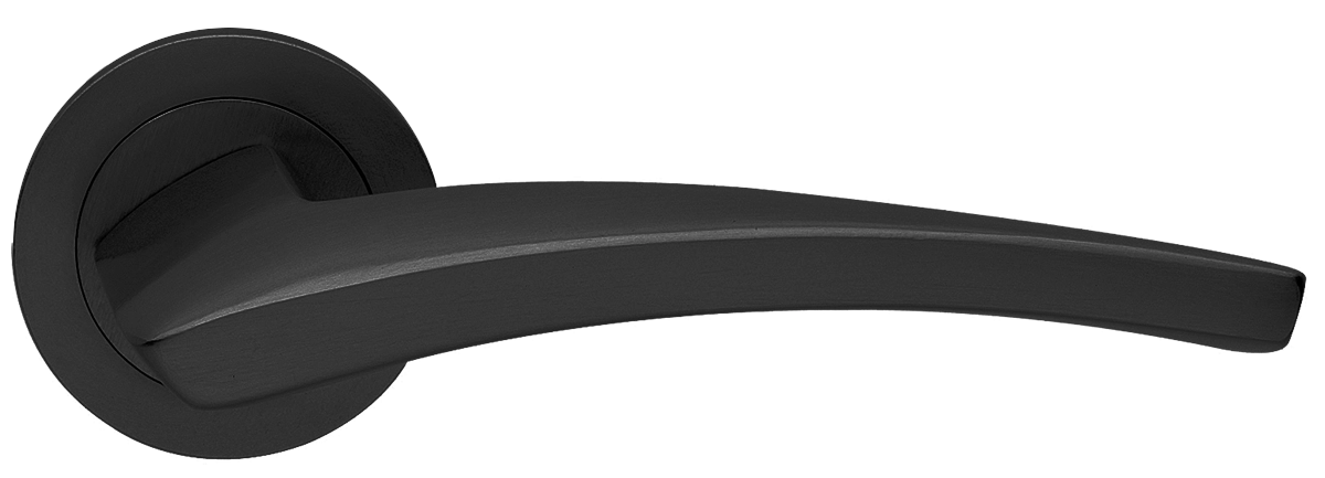 Ручка дверная WIND R2 NERO раздельная на круглой розетке, цвет черный, латунь фото купить в Новосибирске