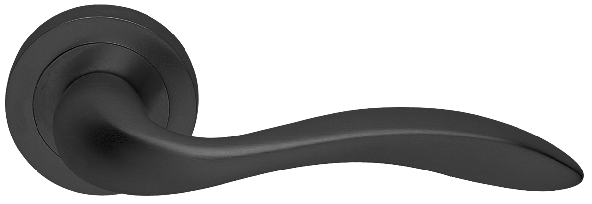 Ручка дверная LEON R2 NERO раздельная на круглой розетке, цвет - черный фото купить в Новосибирске