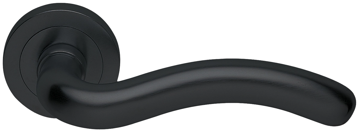 Ручка дверная SNAKE R2 NERO раздельная на круглой розетке, цвет - черный фото купить в Новосибирске