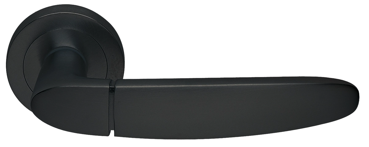 Ручка дверная SAIL R2 NERO раздельная на круглой розетке, цвет - черный фото купить в Новосибирске