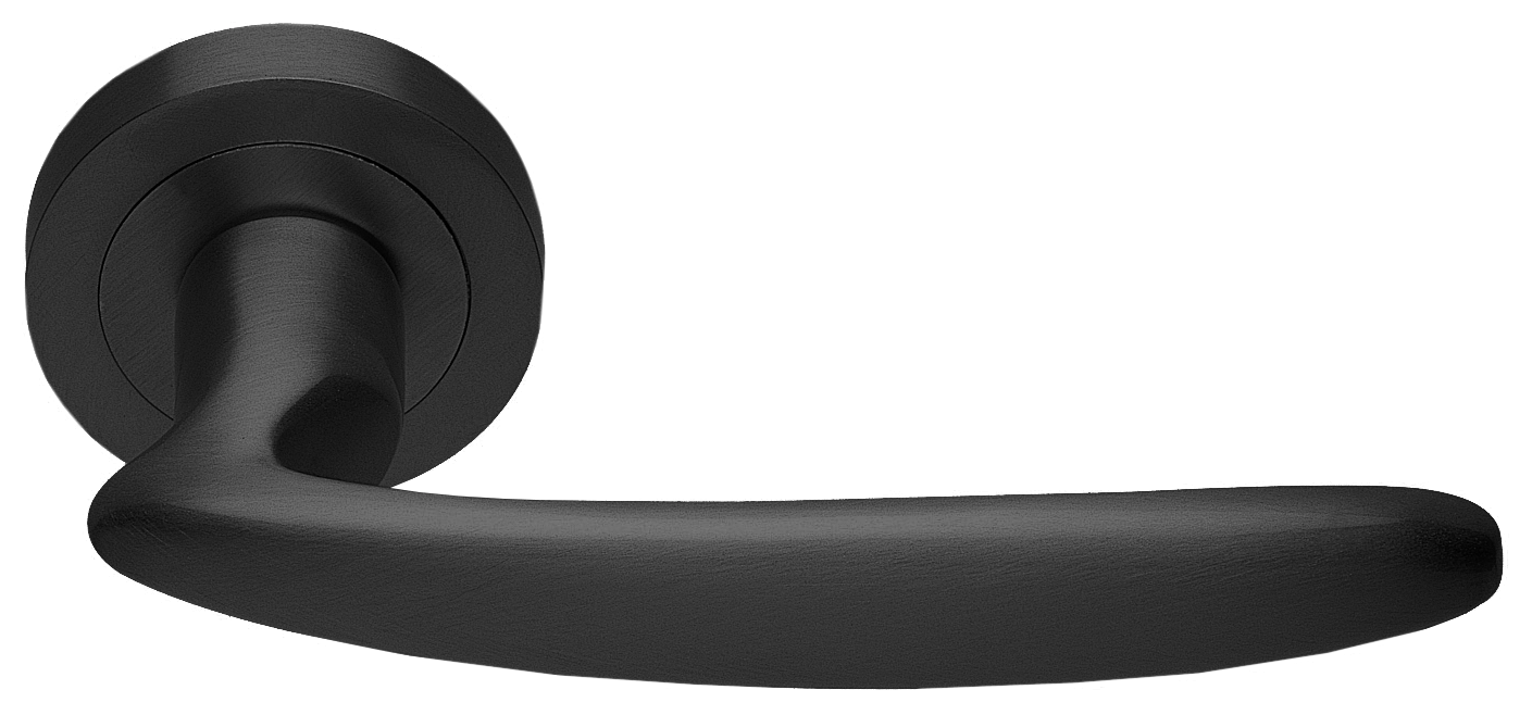 Ручка дверная FLAMINGO R2 NERO раздельная на круглой розетке, цвет черный, латунь фото купить в Новосибирске