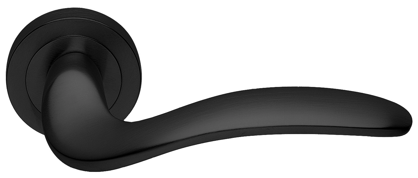 Ручка дверная COBRA R2 NERO раздельная на круглой розетке, цвет - черный фото купить в Новосибирске