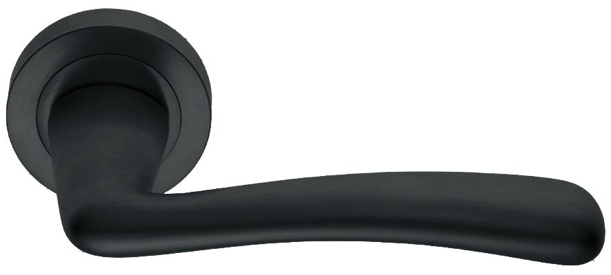 Ручка дверная COCKATOO R2 NERO раздельная на круглой розетке, цвет - черный фото купить в Новосибирске