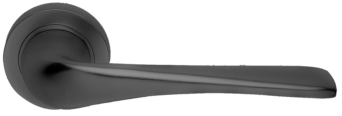 Ручка дверная LE MANS R2 NERO раздельная на круглой розетке, цвет - черный фото купить в Новосибирске