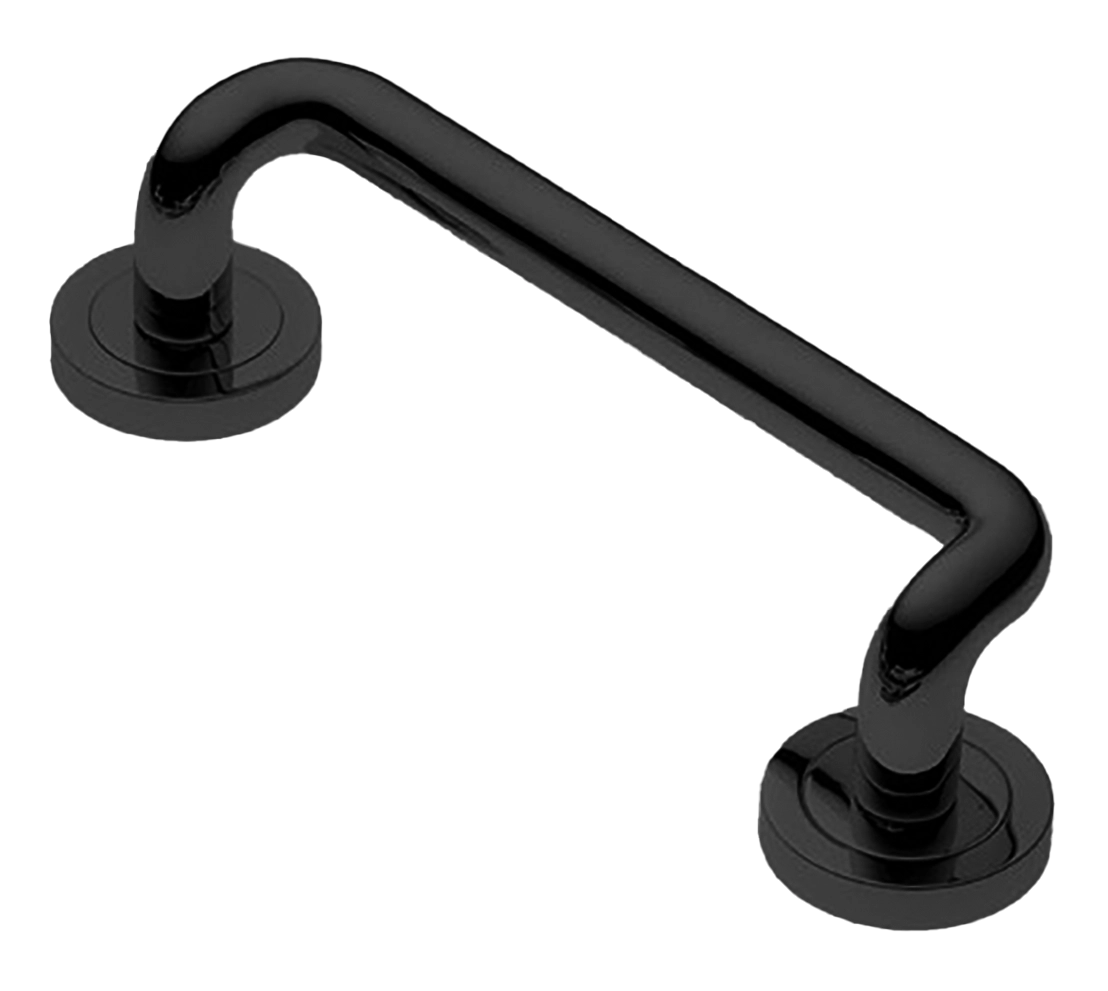 Ручка-скоба дверная SNAKE PH NERO на круглой розетке, цвет черный, латунь фото купить в Новосибирске