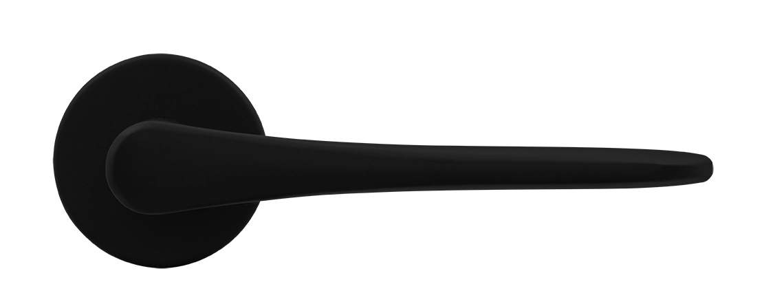 Ручка дверная AULA R5 NERO-ST на круглой розетке, цвет черный soft-touch, ЦАМ фото купить в Новосибирске