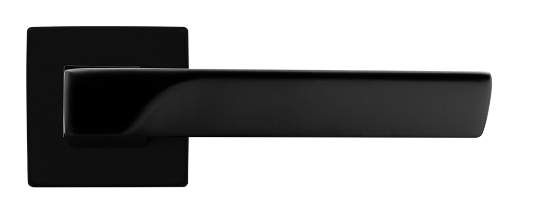 Ручка дверная FIORD S5 NERO-ST на квадратной розетке цвет черный soft-touch, ЦАМ фото купить в Новосибирске