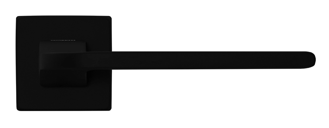 Ручка дверная SPUTNIK S5 NERO-ST на квадратной розетке, цвет черный soft-touch, ЦАМ фото фурнитура Новосибирск