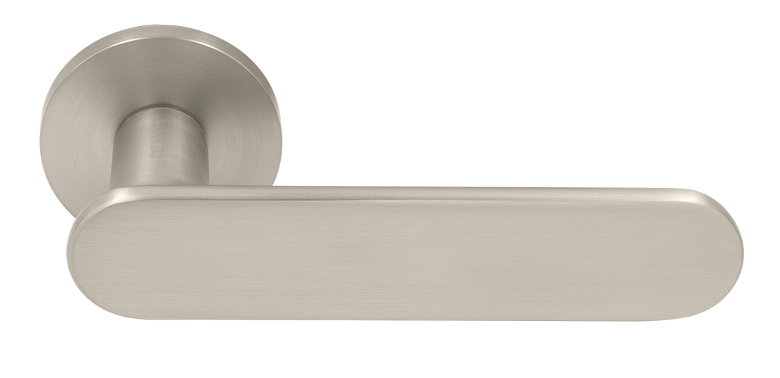 Ручка дверная MH-65-R6 SEMPIONE MSN на круглой розетке, цвет матовый сатинированный никель фото купить Новосибирск