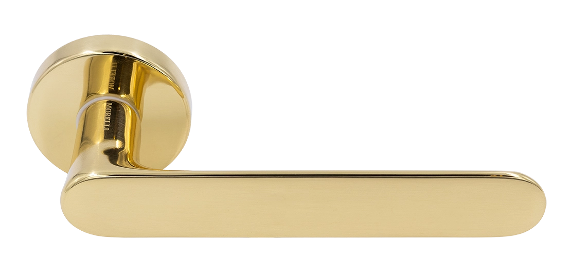 Ручка дверная LE BOAT R5 OTL раздельная на круглой розетке, цвет золото, латунь фото купить Новосибирск