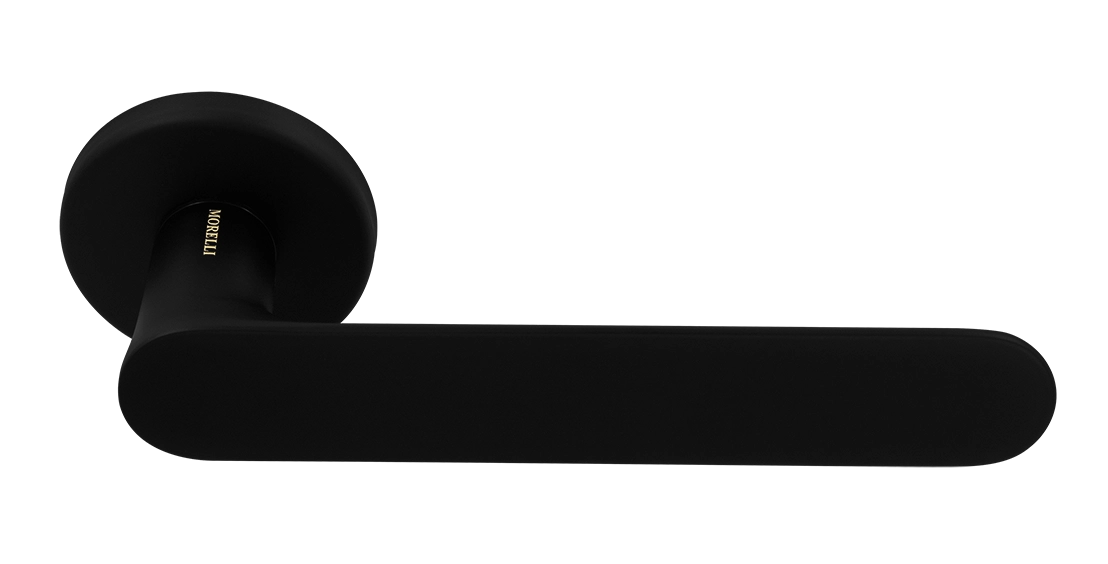 Ручка дверная LE BOAT R5 NERO-ST раздельная на круглой розетке, цвет черный soft-touch, латунь фото купить Новосибирск