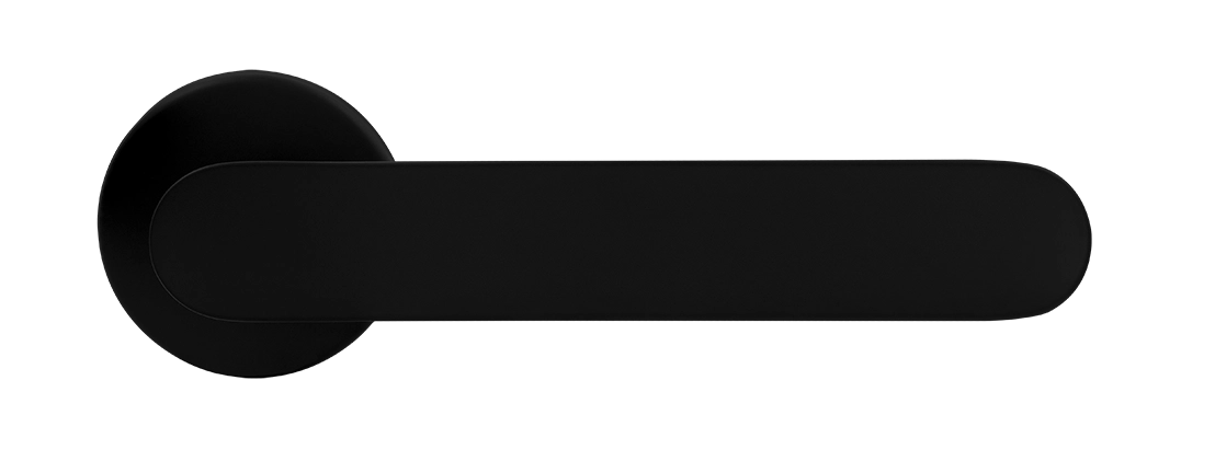 Ручка дверная LE BOAT R5 NERO-ST раздельная на круглой розетке, цвет черный soft-touch, латунь фото купить в Новосибирске