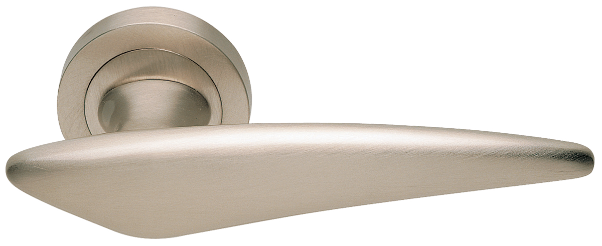 Ручка дверная BOLID R2 NIS раздельная на круглой розетке, цвет матовый никель, латунь фото купить Новосибирск