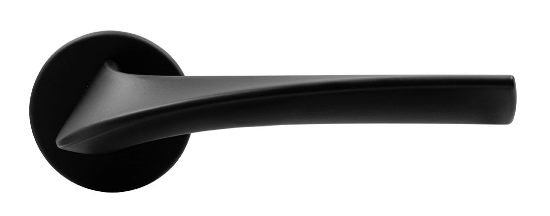 Ручка дверная COMETA R5 NERO-ST на круглой розетке цвет черный soft-touch, ЦАМ фото купить в Новосибирске