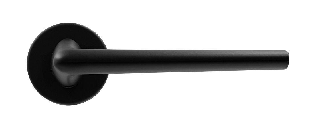 Ручка дверная THE FORCE R5 NERO-ST на круглой розетке, цвет черный soft-touch, ЦАМ фото купить в Новосибирске