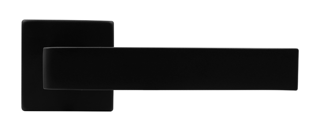 Ручка дверная HORIZONT S5 NERO-ST на квадратной розетке, цвет черный soft-touch, ЦАМ фото купить в Новосибирске