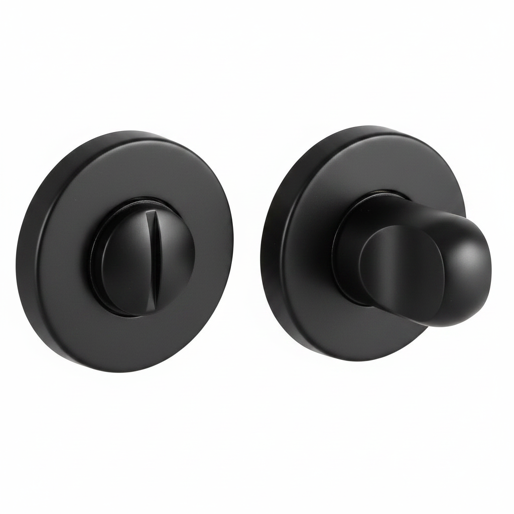 Завертка сантехническая LUX-WC-R3-E NERO-ST на круглой розетке цвет черный soft-touch, ЦАМ фото купить Новосибирск