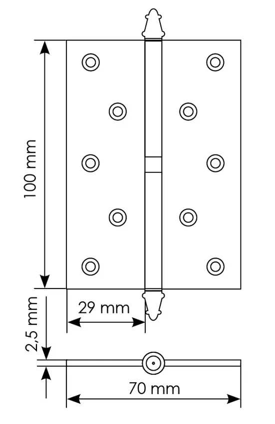 Петля карточная разъемная MSN 100X70X2.5 R COF с подшипником стальная правая, врезная, цвет кофе фото купить в Новосибирске