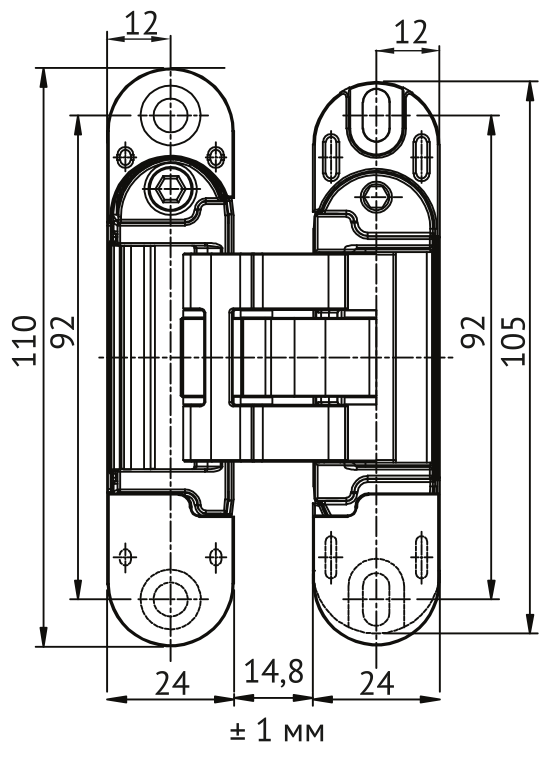 Петля скрытая HH-28 SC врезная с 3D-регулировкой вес полотна до 40 кг, цвет матовый хром фото купить в Новосибирске