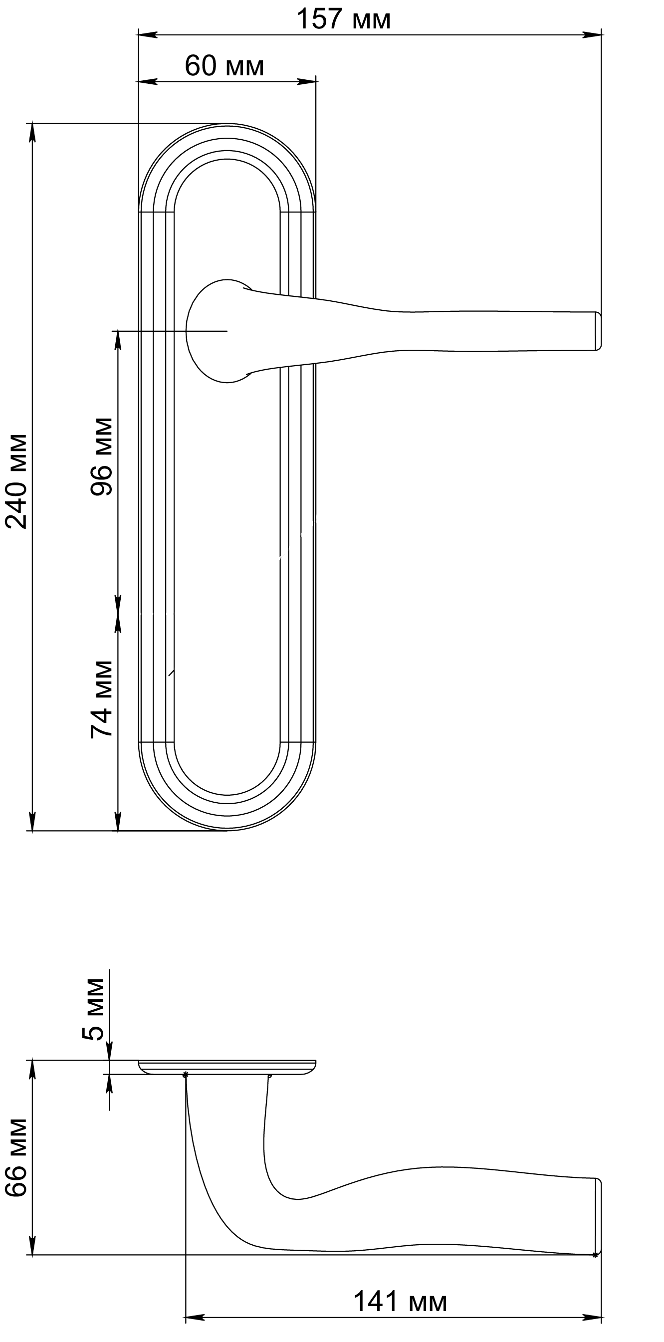 Ручка дверная LVB PLR SST на планке, цвет Летняя гроза/Summer Storm фото фурнитура Новосибирск