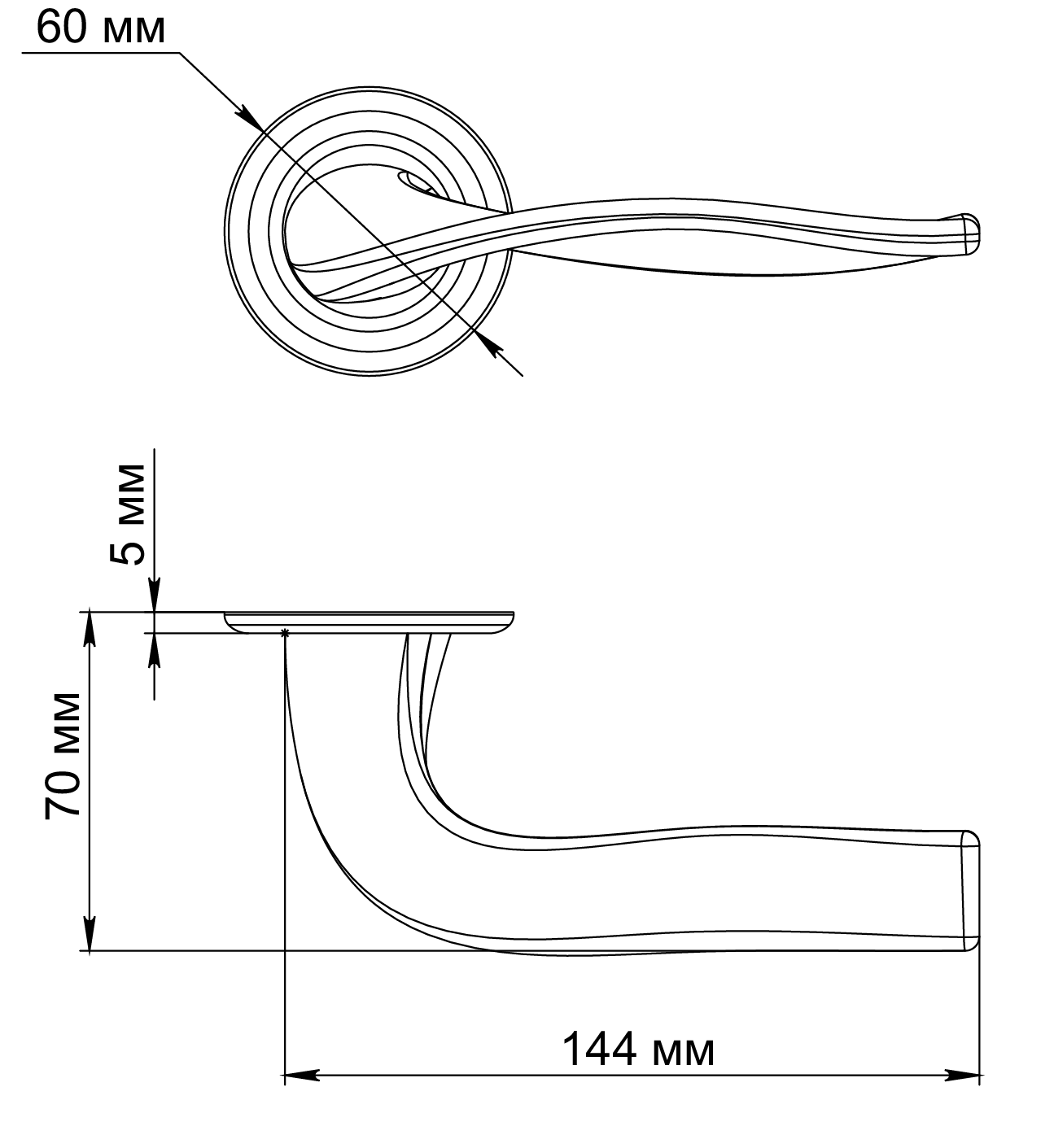 Ручка дверная SKYSCRAPER R7 SST на круглой розетке, цвет Летняя гроза/Summer Storm фото фурнитура Новосибирск