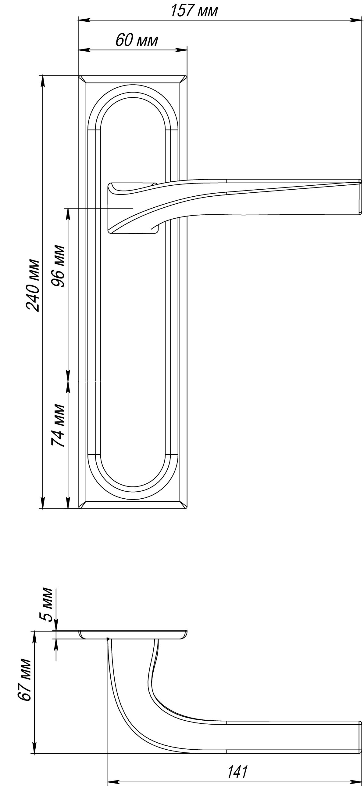 Ручка дверная WD CONCERT HALL PLS SST на планке, цвет Летняя гроза/Summer Storm фото фурнитура Новосибирск