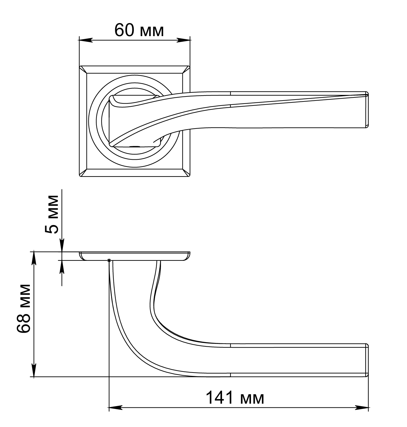 Ручка дверная WD CONCERT HALL S7 AH на квадратной розетке, цвет Осенний мёд/Autumn Honey фото фурнитура Новосибирск