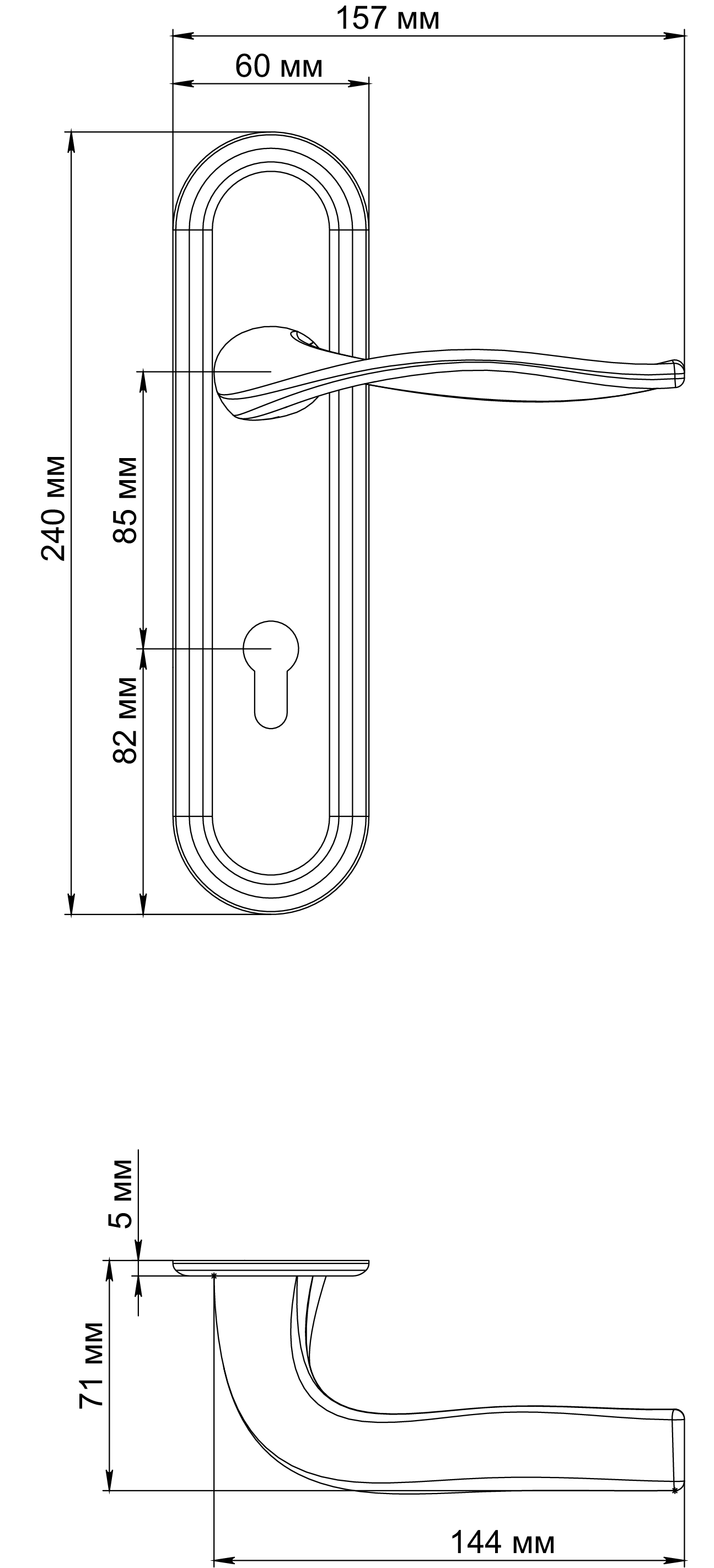 Ручка дверная SKYSCRAPER PLR KH WF на планке под ключевой цилиндр, цвет Зимняя стужа/Winter Frost фото купить в Новосибирске