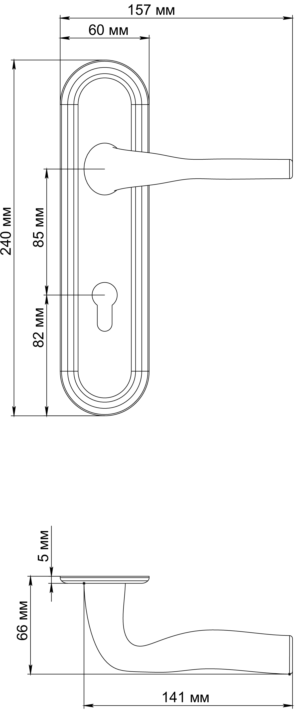 Ручка дверная LVB PLR KH SSW на планке под ключевой цилиндр, цвет Стокгольмский снегопад/Stockholm Snowfall фото купить в Новосибирске