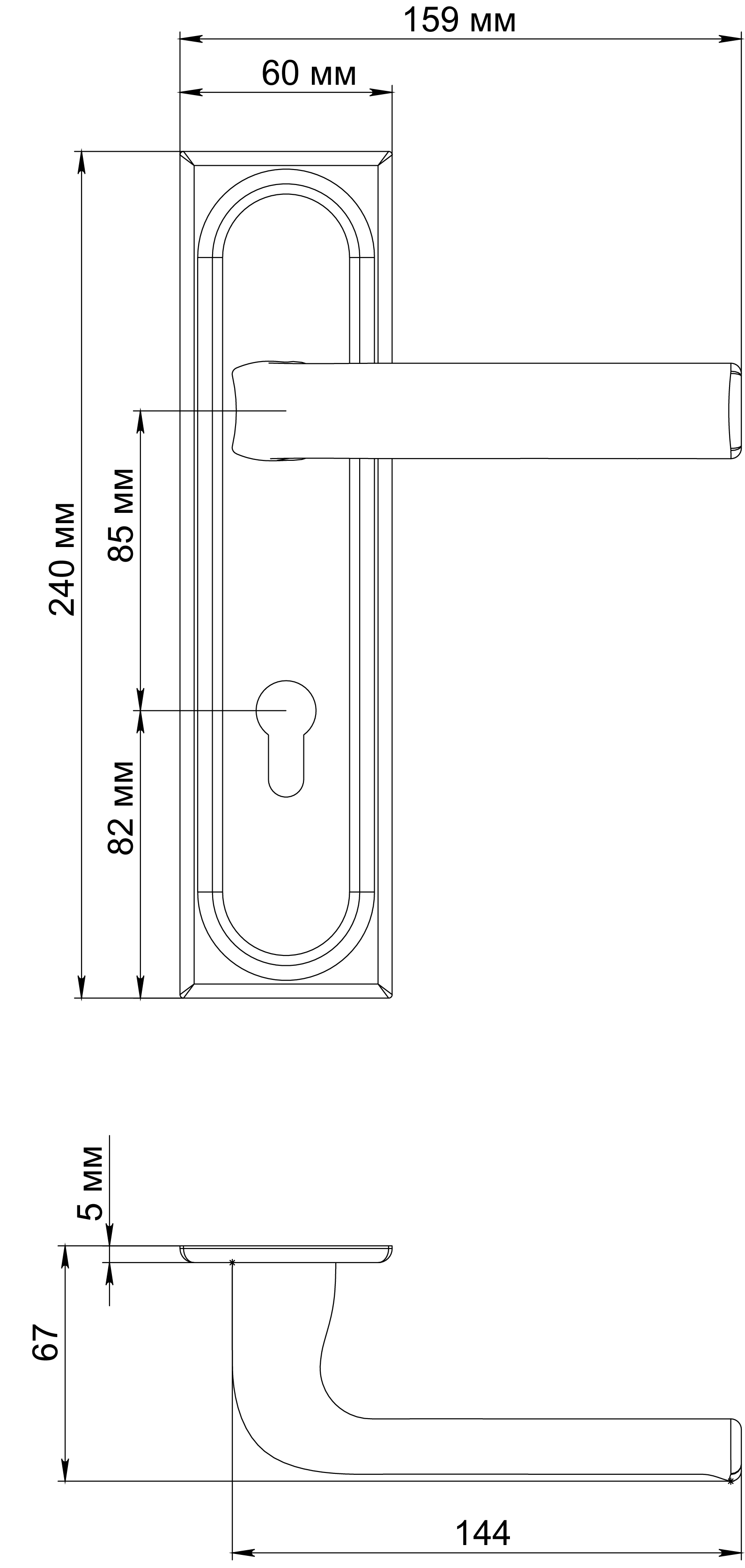 Ручка дверная THE BUS STATION PLS KH SSW на планке под ключевой цилиндр, цвет Стокгольмский снегопад/Stockholm Snowfall фото купить в Новосибирске