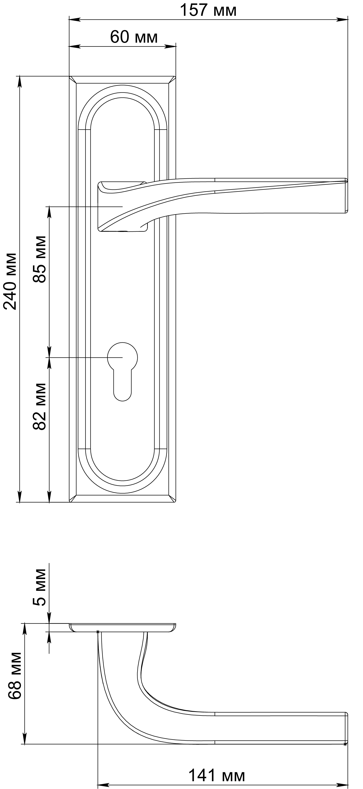 Ручка дверная WD CONCERT HALL PLS KH WF на планке под ключевой цилиндр, цвет Зимняя стужа/Winter Frost фото купить в Новосибирске