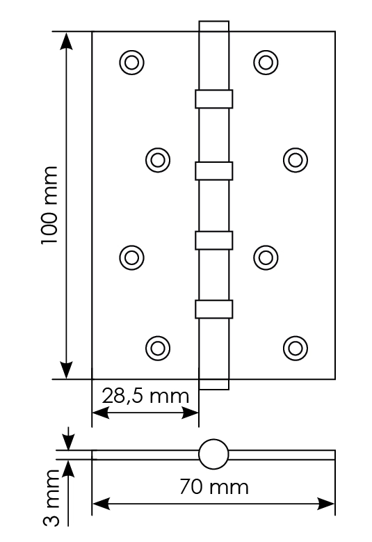 Петля карточная универсальная MBU 100X70X3-4BB COF латунь,врезная,цвет кофе фото купить в Новосибирске