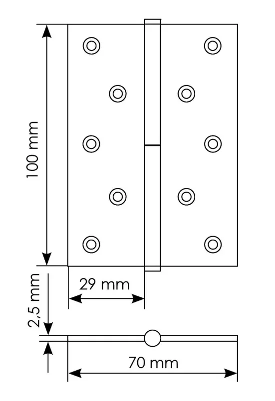 Петля универсальная разъемная MSD 100X70X2.5 AB L стальная левая, врезная, цвет бронза фото купить в Новосибирске