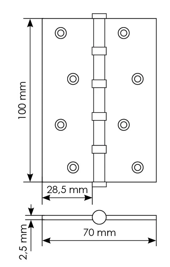 Петля универсальная карточная MS 100X70X2.5-4BB W стальная, врезная, цвет белый, сталь фото купить в Новосибирске