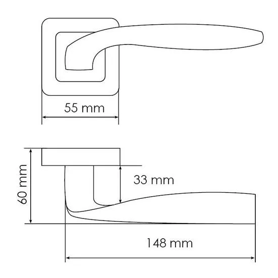 Ручка дверная SHELL MH-45 GR/CP-S55 раздельная на квадратной розетке, цвет графит/хром, ЦАМ Light фото купить в Новосибирске