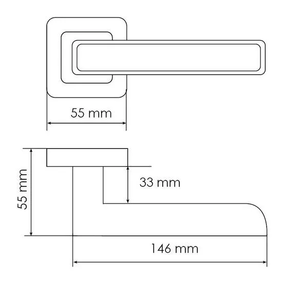 Ручка дверная FLEX MH-44 SC/CP-S55 раздельная на квадратной накладке, цвет матовый хром/хром, ЦАМ Light фото купить в Новосибирске