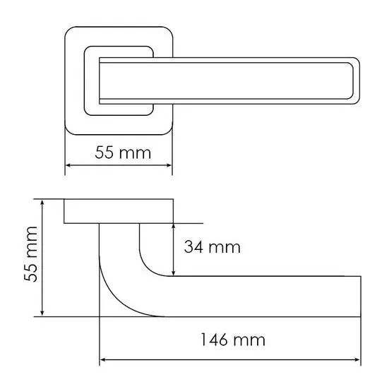 Ручка дверная EON MH-46 GR/CP-S55 раздельная на квадратной розетке, цвет графит/хром, ЦАМ Light фото фурнитура Новосибирск