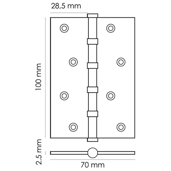 Петля карточная универсальная MS 100X70X2.5-4BB BL, врезная, цвет черный, сталь фото купить в Новосибирске