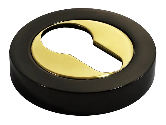 LUX-KH-R2 NNO, накладка на евроцилиндр, цвет - черный хром/золото фото купить Новосибирск
